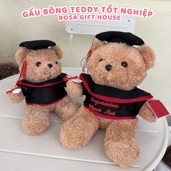 Teddy Tốt Nghiệp 25cm/35cm – Gấu Bông Thêu Nội Dung Theo Yêu Cầu, Quà Tặng Cá Nhân Hóa Độc Đáo