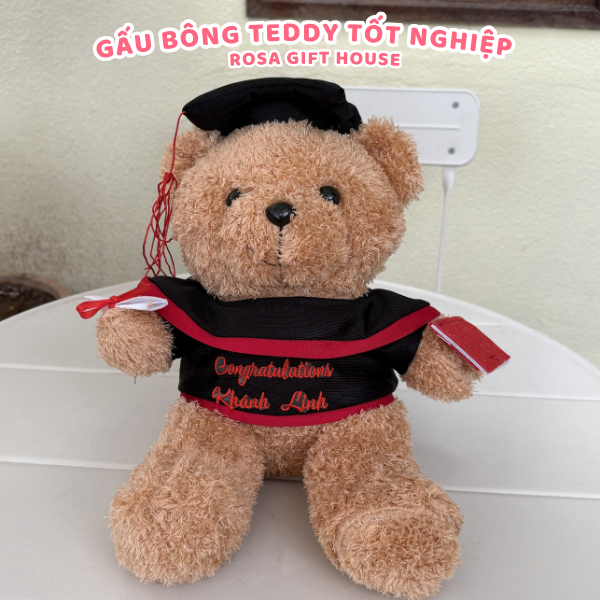 Teddy Tốt Nghiệp 25cm/35cm – Gấu Bông Thêu Nội Dung Theo Yêu Cầu, Quà Tặng Cá Nhân Hóa Độc Đáo