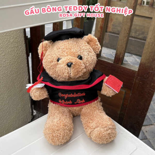 Teddy Tốt Nghiệp 25cm/35cm – Gấu Bông Thêu Nội Dung Theo Yêu Cầu, Quà Tặng Cá Nhân Hóa Độc Đáo