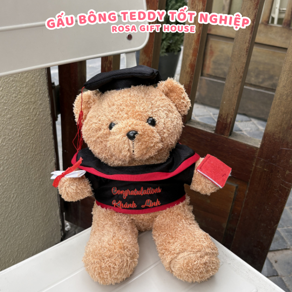 Teddy Tốt Nghiệp 25cm/35cm – Gấu Bông Thêu Nội Dung Theo Yêu Cầu, Quà Tặng Cá Nhân Hóa Độc Đáo