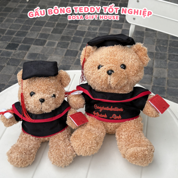 Teddy Tốt Nghiệp 25cm/35cm – Gấu Bông Thêu Nội Dung Theo Yêu Cầu, Quà Tặng Cá Nhân Hóa Độc Đáo