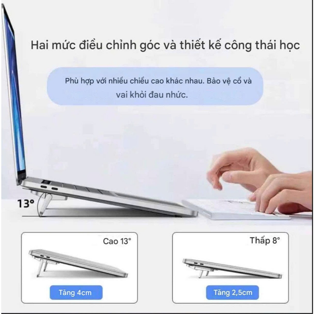 Set 2 Chân Đế Laptop Mini Gập Gọn Điều Chỉnh 2 Góc – Đế Kê Tản Nhiệt Nâng Máy Tính Bàn Phím Tiện Lợi