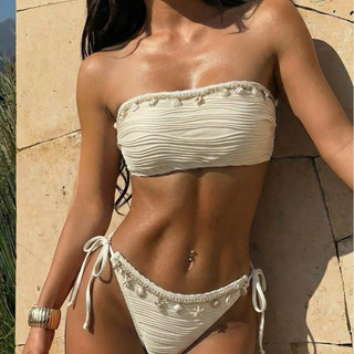 QCL1 6182 Set bikini áo quây quần tam giác phối sò siêu xinh