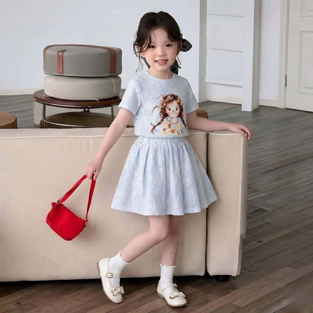 Bộ váy xếp ly CÔ GÁI mùa bé gái sz 9- 43 kg chất cotton co giãn 4 chiều HH1