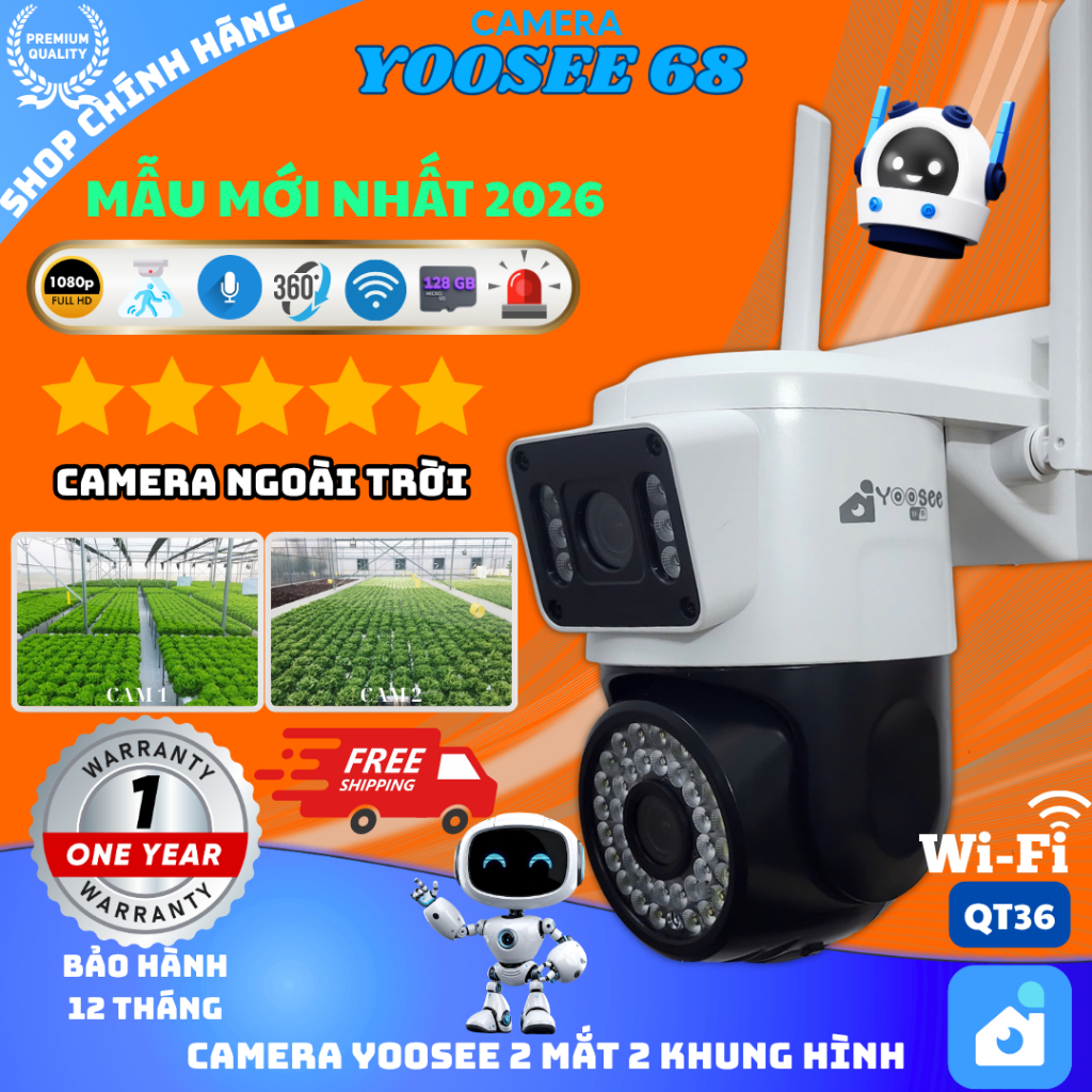Camera Yoosee QT36 2 Mắt 2 Khung Hình, Xoay 360 Độ, Đàm Thoại 2 Chiều ...