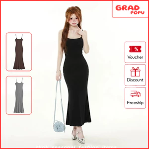 Đầm 2 dây ôm body GRADPOPU dáng dài ôm sát tôn dáng gợi cảm co giãn mềm mịn phong cách sexy PD23