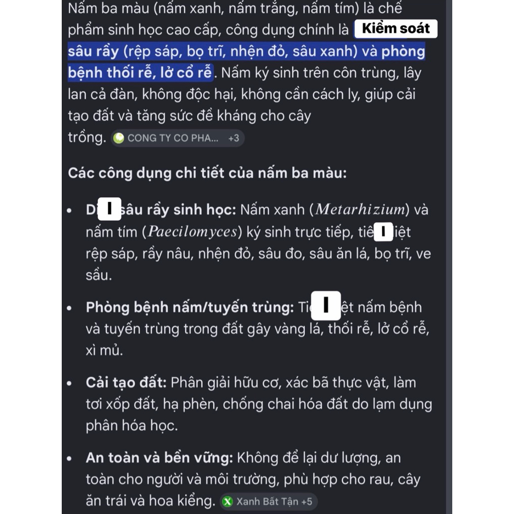 1L Chế Phẩm Nấm Ba Màu Sinh Học – Beauveria + Metarhizium + Paecilomyces – Hỗ Trợ Kiểm Soát Sâu Hại, Bảo Vệ Cây Trồng