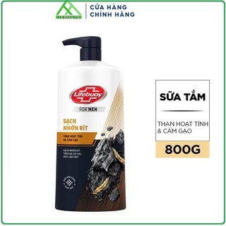 Sữa Tắm Lifebuoy Detox Than Hoạt Tính & Cám Gạo  800g, sạch nhờn rít