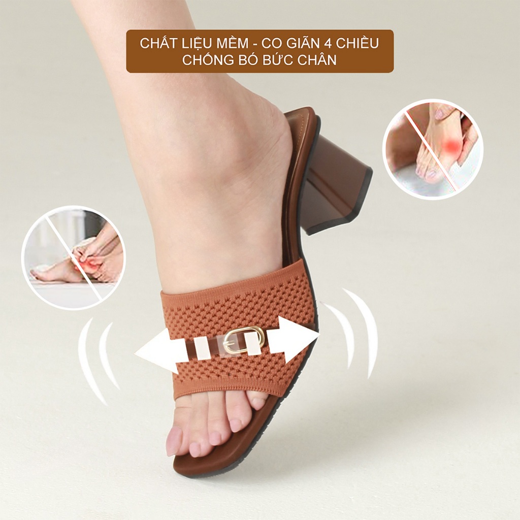 CORII - Dép Guốc Cao Gót Quai Ngang Bản Nhỏ Phối Khoá Mũi Vuông VIORA Thời Trang và Thoải Mái Nhất - CR10VR1 Nâu