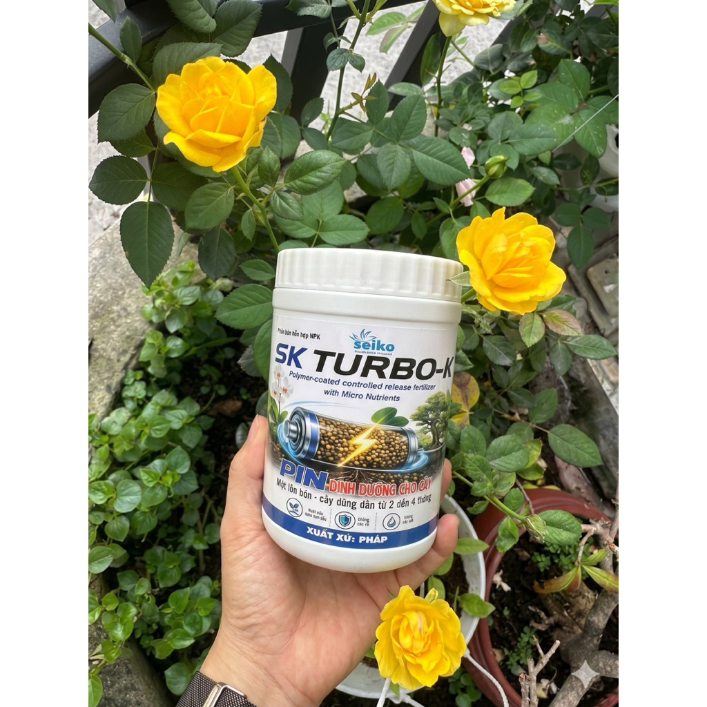 Phân bón nhả chậm có kiểm soát SK TURBO- K đầy đủ đa-trung-vi lượng, 1 lần bón cây dùng dần 2-4 tháng. Xuất xứ: Pháp