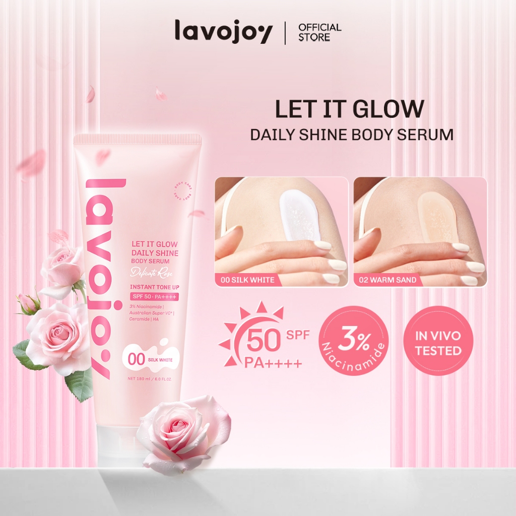 Serum dưỡng thể Lavojoy Let It Glow Daily Shine Body Serum hương Hoa Hồng Dịu Nhẹ 180ml