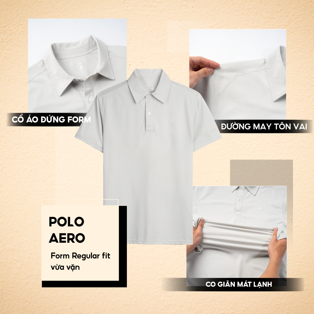 Áo Polo nam thể thao AERO, vải Coolmax cao cấp siêu thấm hút mồ hôi, mát lạnh, khô nhanh, co giãn 4 chiều - FEAER