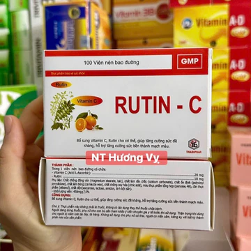 Viên uống Rutin C TB bổ sung Vitamin C, Rutin giúp làm bền thành mạch máu, tăng sức đề kháng (Hộp 100 viên)