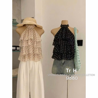 Áo Voan Cổ Yếm Chấm Bi Lưng Chun