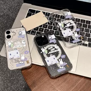 Vỏ Ốp Lưng Iphone 17Pro1615 Rabbit Purple Trong Suốt Dây Cáp Mág Điện Thoại Đơn Giản Xinh Đẹp