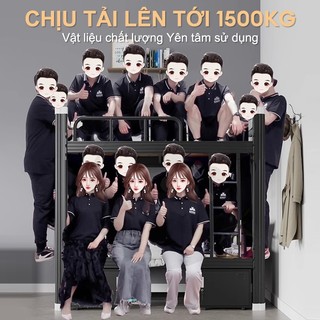 Giường Tầng Sắt Cho Bé Có Tủ Kết cấu vững chắc Sơn tĩnh điện cao cấp Thanh chắn an toàn