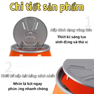 Thùng Rác Coke Dung Tích 13L Có Nắp Nhấn Nhỏ Gọn, Đa Năng Cho Phòng Khách, Nhà Tắm, Ô Tô Có Bánh Xe