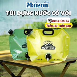 Túi Đựng Nước Du Lịch Camping Có Vòi 8L Gấp Gọn MAISON, Bình Nước Du Lịch Dã Ngoại Có Tay Cầm Tiện Lợi