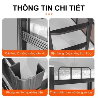 Giường Tầng Sắt Cho Bé Có Tủ Kết cấu vững chắc Sơn tĩnh điện cao cấp Thanh chắn an toàn