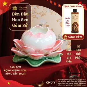 Đèn Dầu Thờ Cúng Hoa Sen Gốm Sứ Liên Hoa | Đèn Thờ Bàn Thờ Phật, Gia Tiên Trang Nghiêm