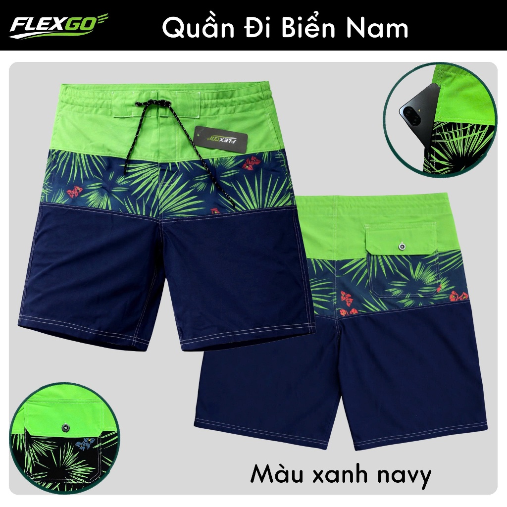 (Hỏa tốc HCM) QUẦN ĐI BIỂN NAM CAO CẤP Flexgo  – NHANH KHÔ, THOÁNG KHÍ, PHỐI MÀU NĂNG ĐỘNG