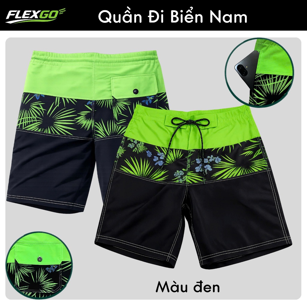 (Hỏa tốc HCM) QUẦN ĐI BIỂN NAM CAO CẤP Flexgo  – NHANH KHÔ, THOÁNG KHÍ, PHỐI MÀU NĂNG ĐỘNG