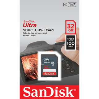 Thẻ nhớ Máy Ảnh SDHC SanDisk Ultra 32GB U1 100MB/s (Xanh) - Phụ Kiện Nhất Tín