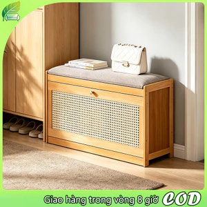 Ghế thay giày bằng tre Ghế thay giày Có lớp đệm Có thể đựng giày