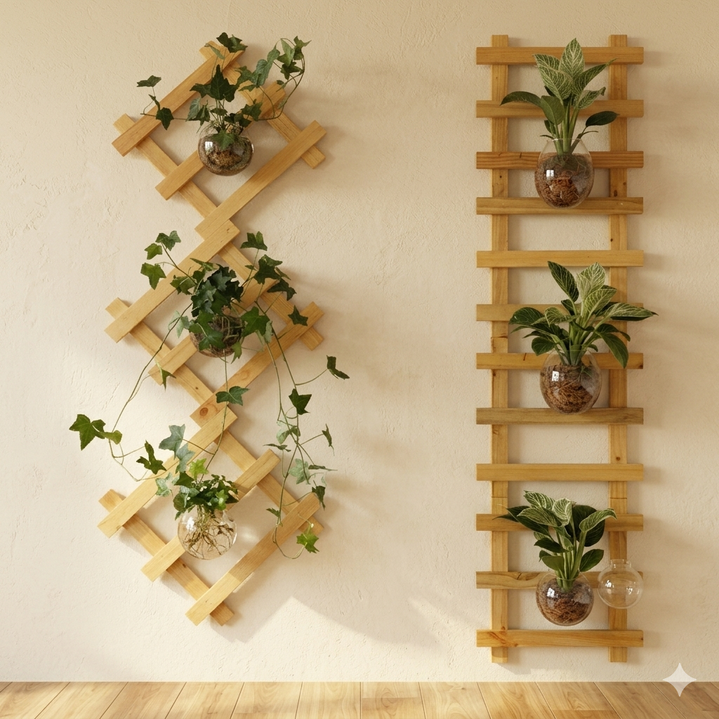 Kệ Gỗ Treo Tường Decor Ban Công 30x30cm - Kệ Thang Gỗ Trang Trí Cây Cảnh, Đồ Lưu Niệm Đa Năng (Gỗ Tự Nhiên)