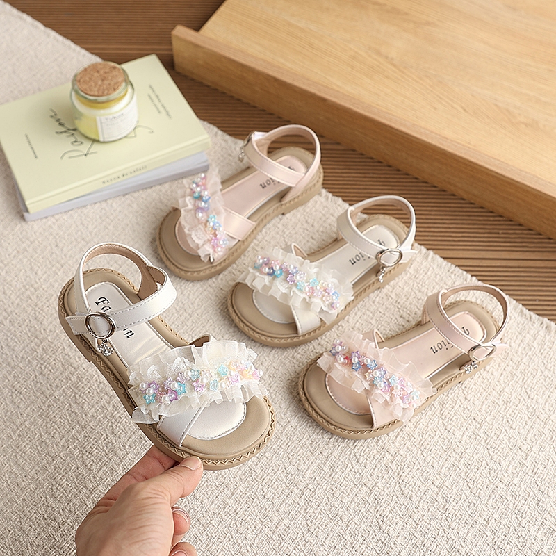 Sandal Bella Neman Bé Gái Mùa Hè 2026 Đính Ngọc Ruffle Xinh Xinh, Siêu Mềm Chống Trơn Trượt
