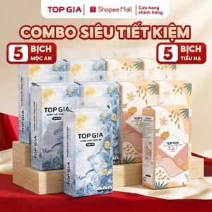 Thùng 5 bịch giấy rút tiểu hạ và thùng 5 bịch mộc an Topgia mềm mịn, an toàn