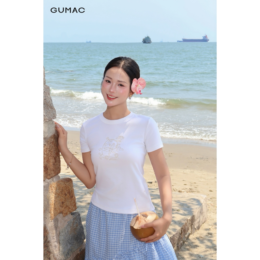 Áo Thun Nữ GUMAC - Gmorrning Cổ Tròn Tay Ngắn Form Slim Tôn Dáng Chất Cotton Thoáng Mát ATG04037
