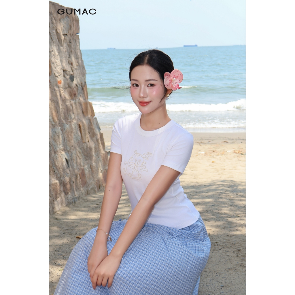 Áo Thun Nữ GUMAC - Gmorrning Cổ Tròn Tay Ngắn Form Slim Tôn Dáng Chất Cotton Thoáng Mát ATG04037