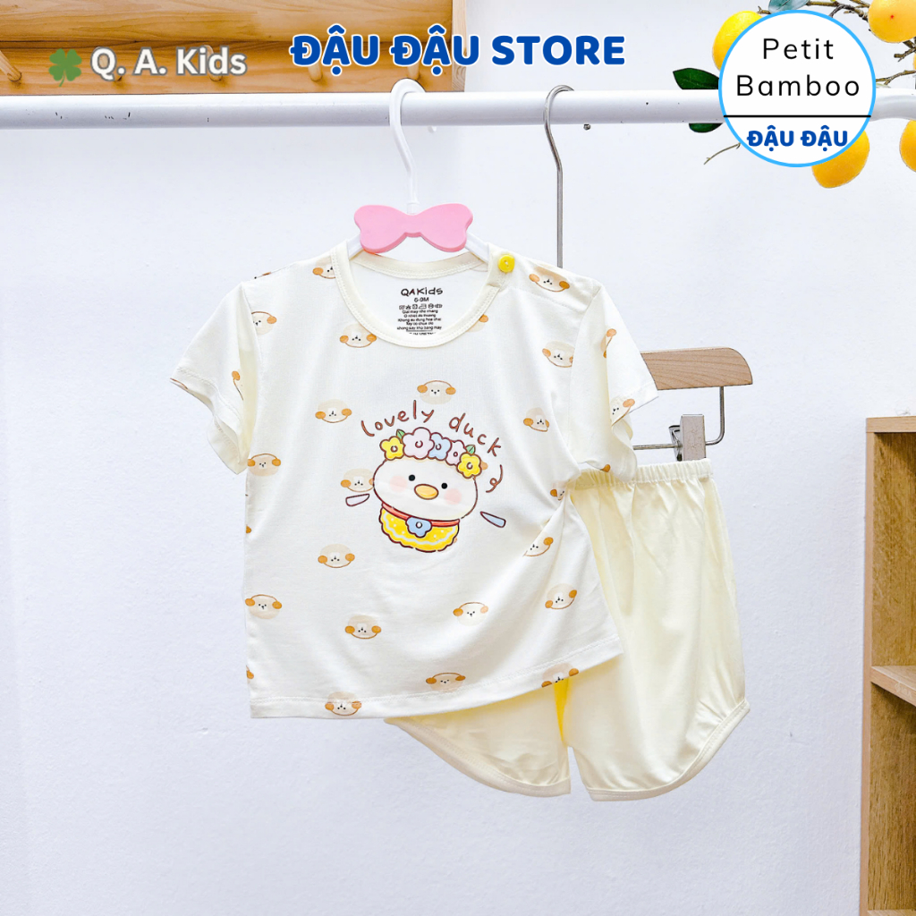 Set 2/3 Bộ cộc tay cài vai vải petit bamboo thời trang size 6-16kg mềm mát dễ thương cho bé gái QA-CL16 Đậu Đậu Store