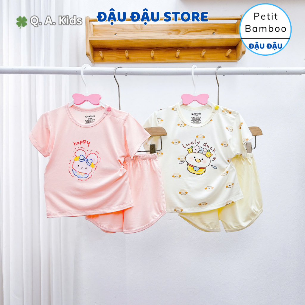 Set 2/3 Bộ cộc tay cài vai vải petit bamboo thời trang size 6-16kg mềm mát dễ thương cho bé gái QA-CL16 Đậu Đậu Store