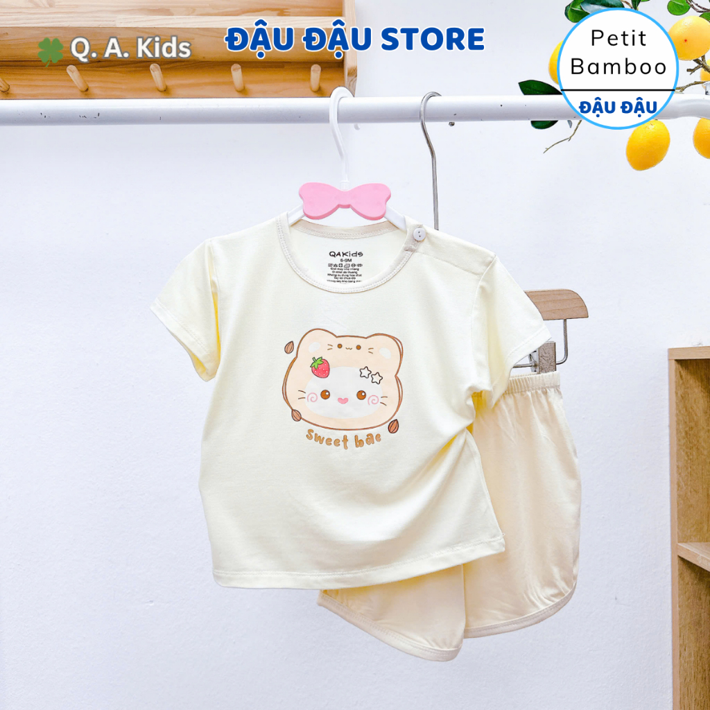 Set 2/3 Bộ cộc tay cài vai vải petit bamboo thời trang size 6-16kg mềm mát dễ thương cho bé gái QA-CL16 Đậu Đậu Store