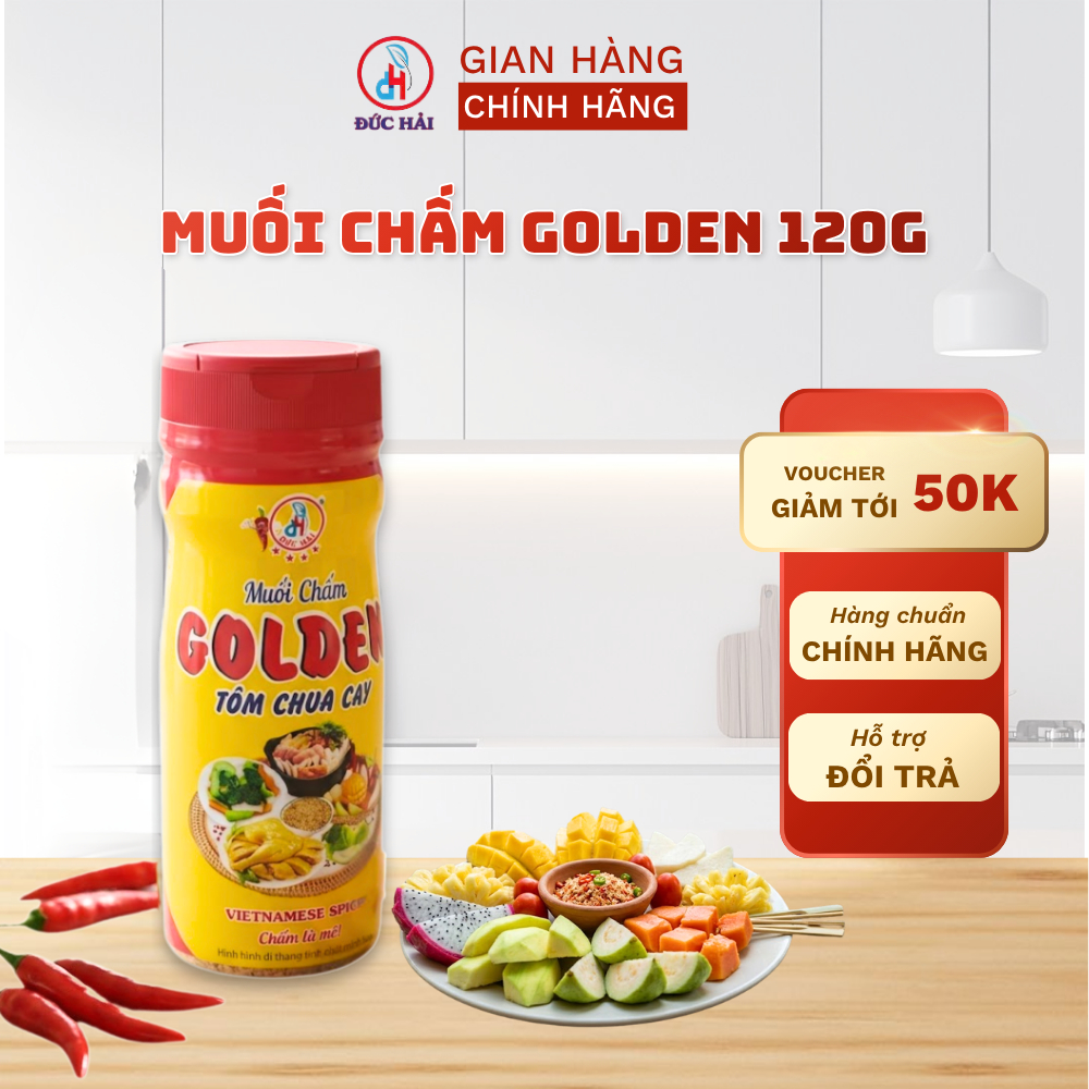 Muối Chấm Golden Tôm Chua Cay Đức Hải 120G Đậm Đà Chấm Trái Cây Hải Sản - Đức Hải Food