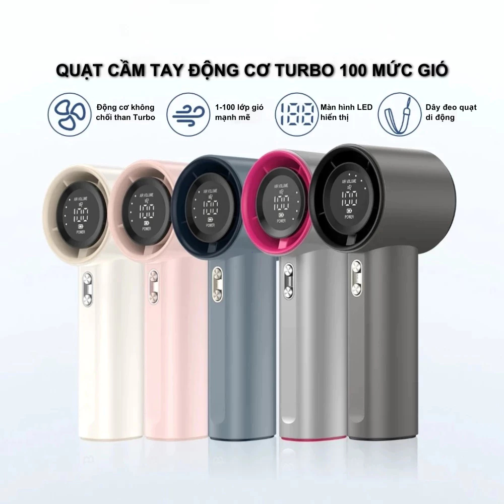 💙2026 Quạt cầm tay Mini💙Màn LED 4000mAh Sạc Nhanh Quạt tích điện gió mạnh tốc độ cao Quạt tích điện