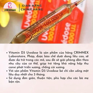 (date 2028) Vitamin D3 Uvedose 100000 UI Cho Bé Từ 18 Tháng , hàng Pháp