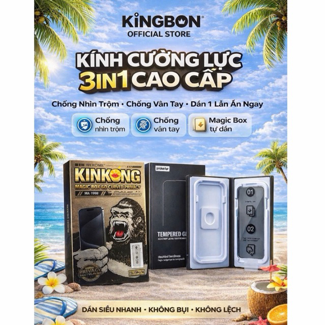 Kính iPhone WK Chống Nhìn Trộm + Chống Vân Tay Kèm Khung MAGIC BOX  2in1 •  MA-1988
