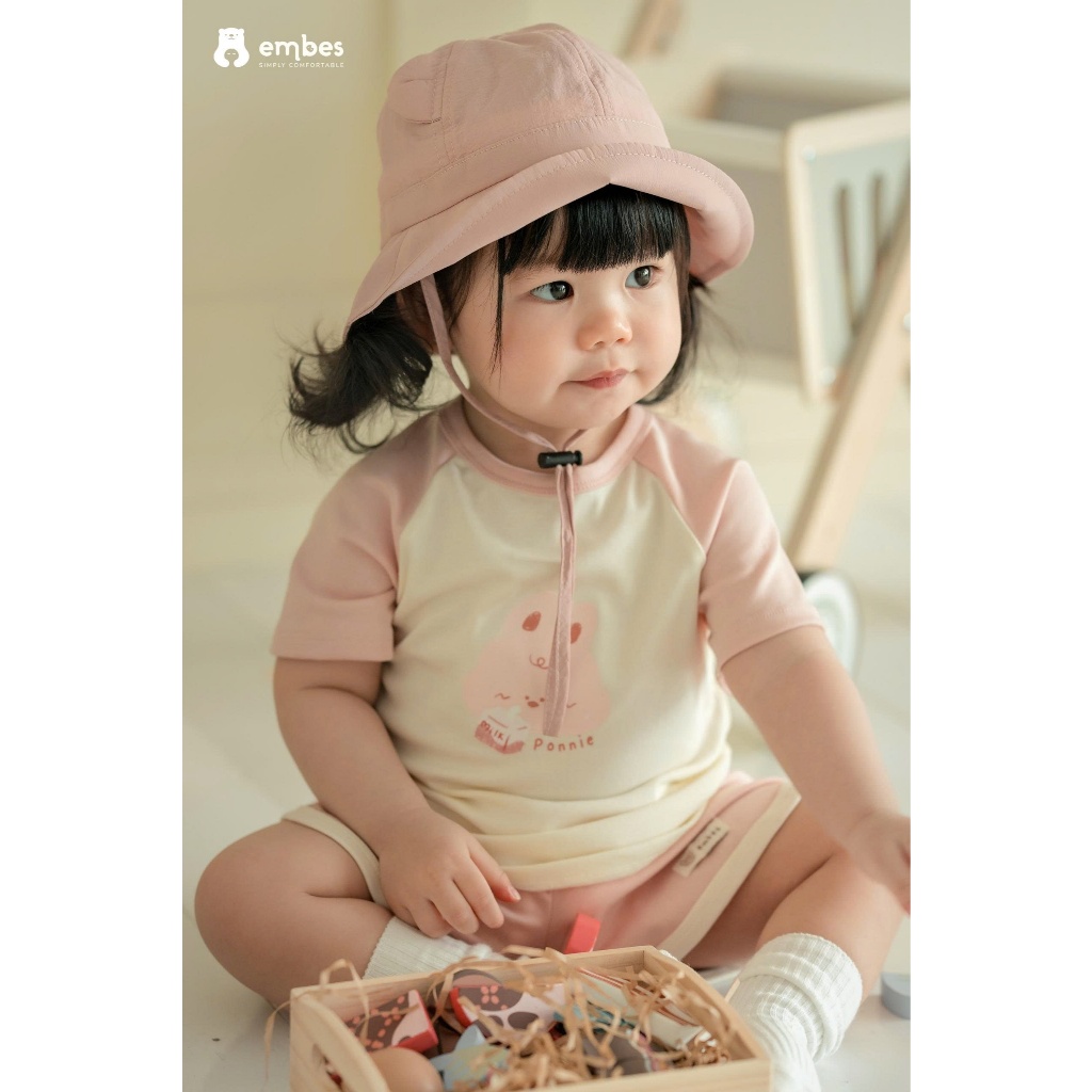 Bộ Cộc Cho Bé Embes, Combo 2 Bộ Cộc Tay In Họa Tiết Chất Cotton Mềm Mại Cho Bé Trai Bé Gái Từ 8-18kg