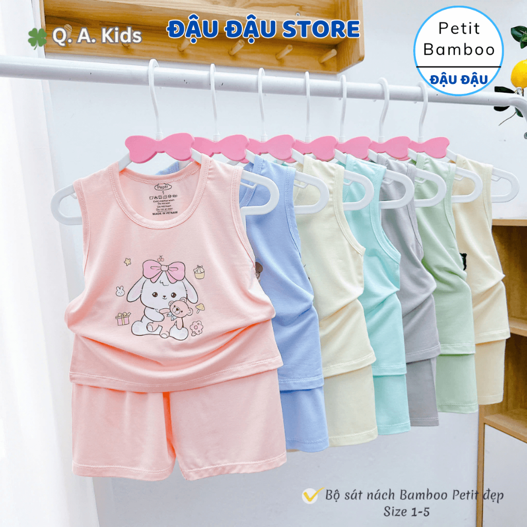 Set 2/3 Bộ Quần áo ba lỗ thun petit bamboo in hoạ tiết mềm mịn cho bé trai gái size 6-16kg QA-BL11 Đậu Đậu Store