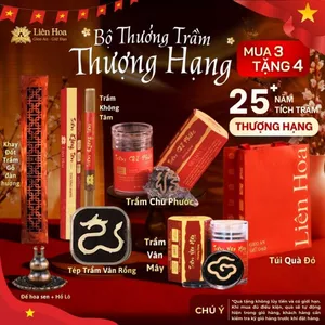 Bộ Quà Tặng Trầm Hương Thượng Hạng Liên Hoa – Trầm Thượng Hạng, Ít Khói, Tích Trầm Lâu Năm