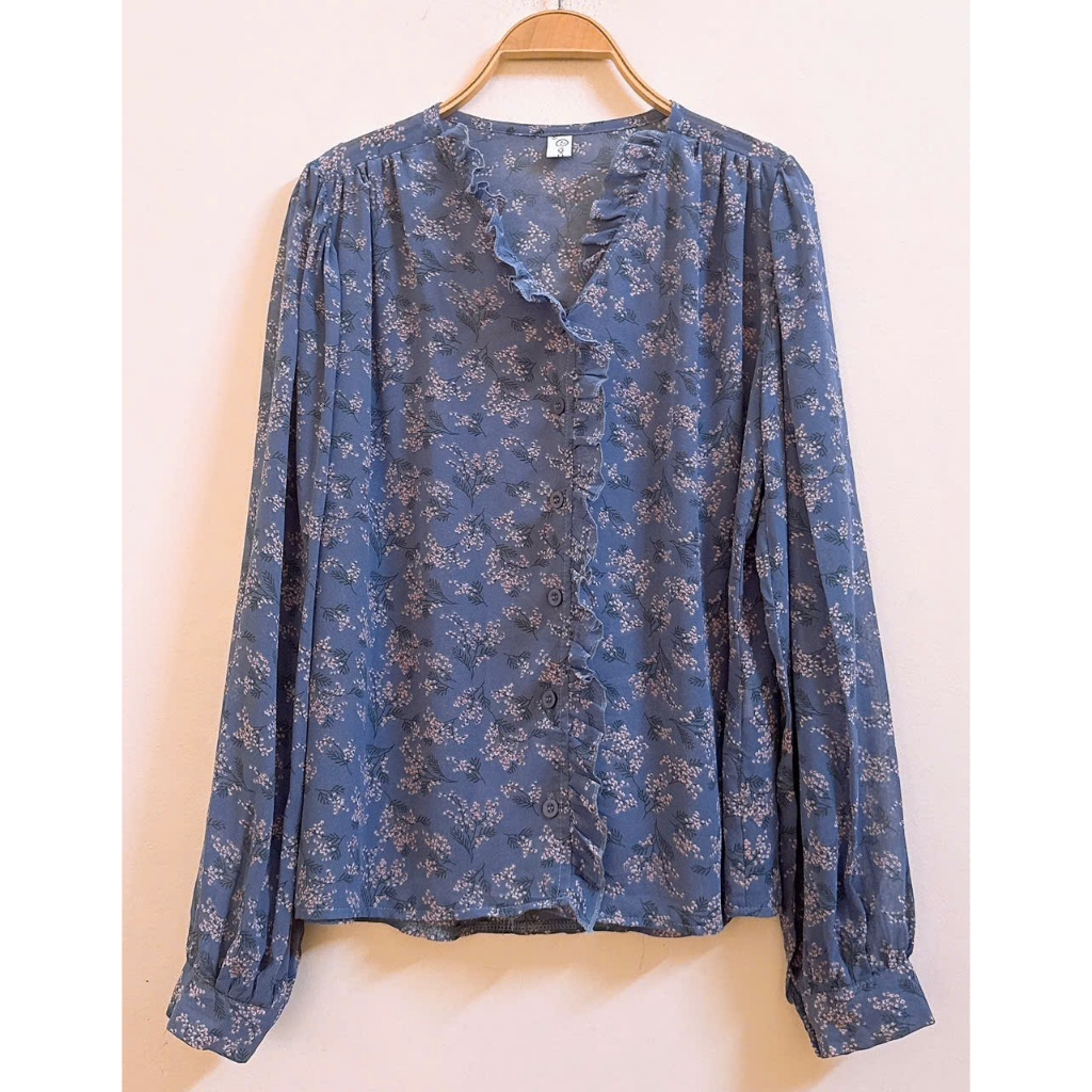 Áo sơ mi voan nữ hoa nhí dài tay - 2 Hand (Size L-XL)