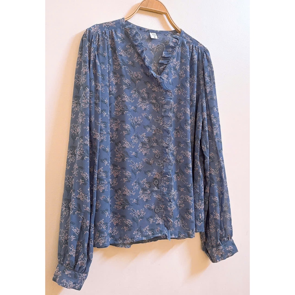 Áo sơ mi voan nữ hoa nhí dài tay - 2 Hand (Size L-XL)