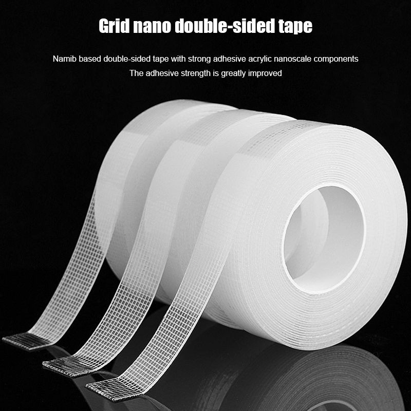 🌤️COD🌤️Băng keo hai mặt Nano lưới dày 1 mm, Vật liệu Acrylic Nano, có thể giặt được, tái sử dụng, tự dính