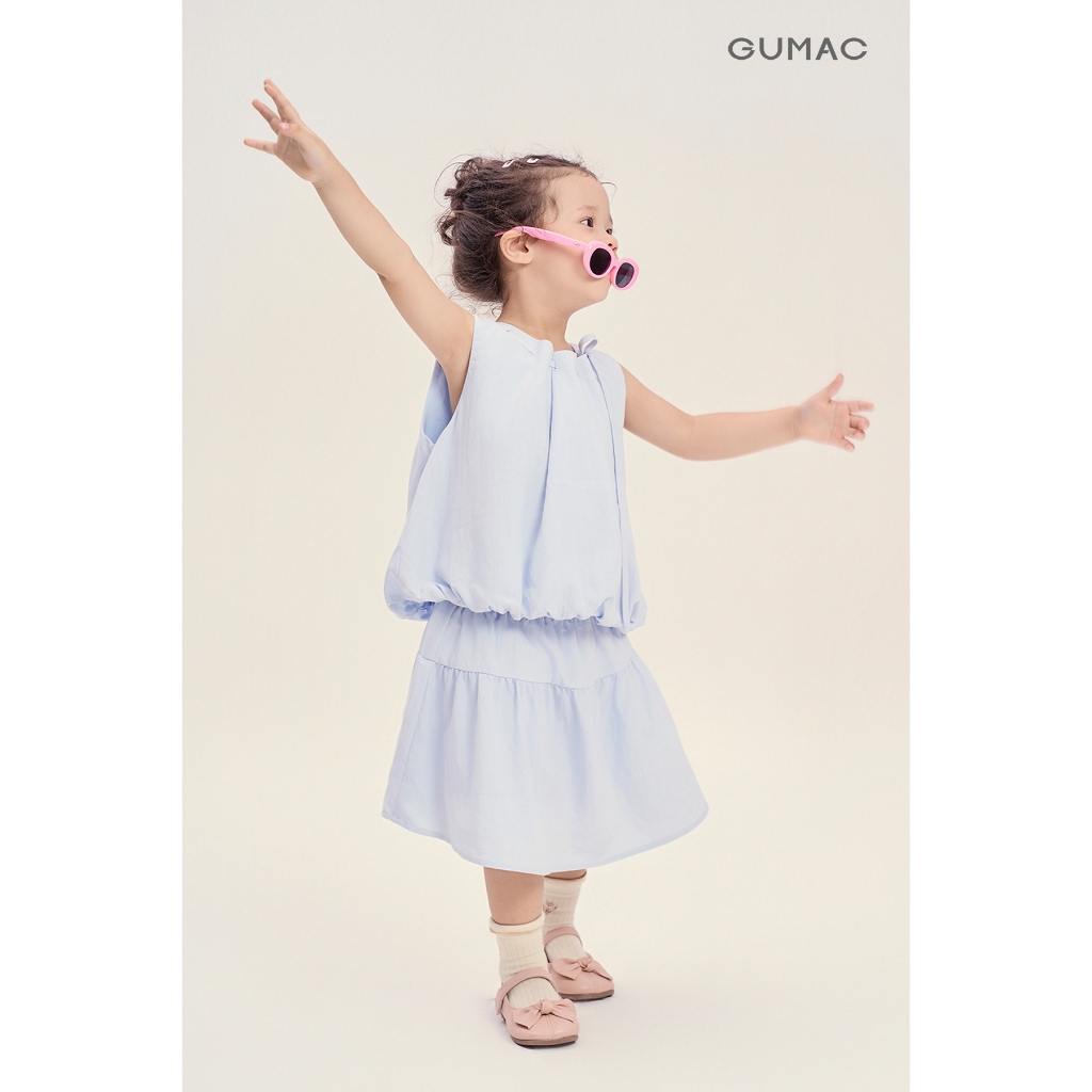 Set Lẻ Áo Kiểu Bé Gái GUMAC Form Bí Không Tay AKG04028 - Chân Váy Bé Gái GUMAC Form A Xòe 2 Tầng Nhún VKG04027