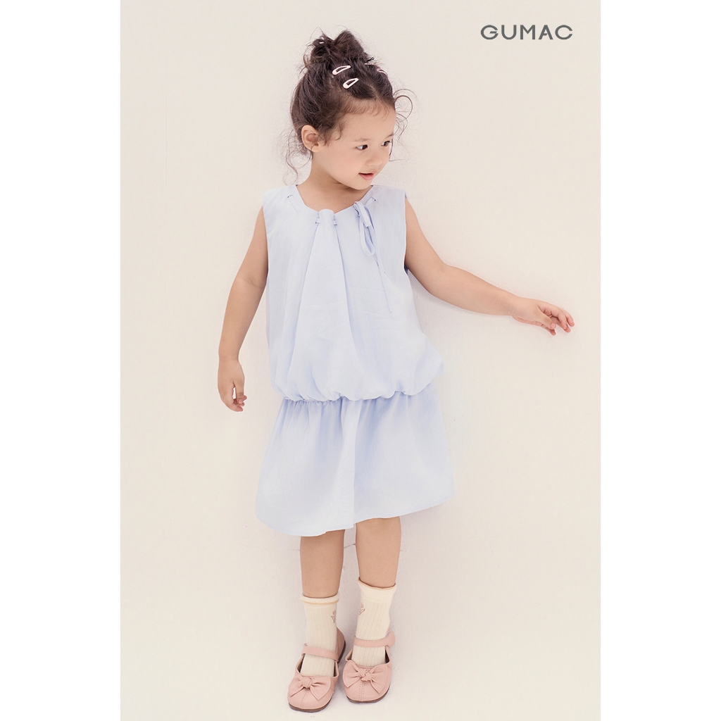 Set Lẻ Áo Kiểu Bé Gái GUMAC Form Bí Không Tay AKG04028 - Chân Váy Bé Gái GUMAC Form A Xòe 2 Tầng Nhún VKG04027