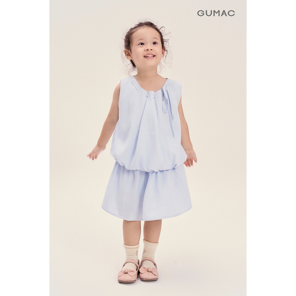 Set Lẻ Áo Kiểu Bé Gái GUMAC Form Bí Không Tay AKG04028 - Chân Váy Bé Gái GUMAC Form A Xòe 2 Tầng Nhún VKG04027