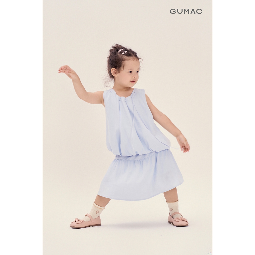 Set Lẻ Áo Kiểu Bé Gái GUMAC Form Bí Không Tay AKG04028 - Chân Váy Bé Gái GUMAC Form A Xòe 2 Tầng Nhún VKG04027